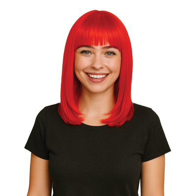 Vibrant Red Long Bob Wig - Spirit & Halloween Fun