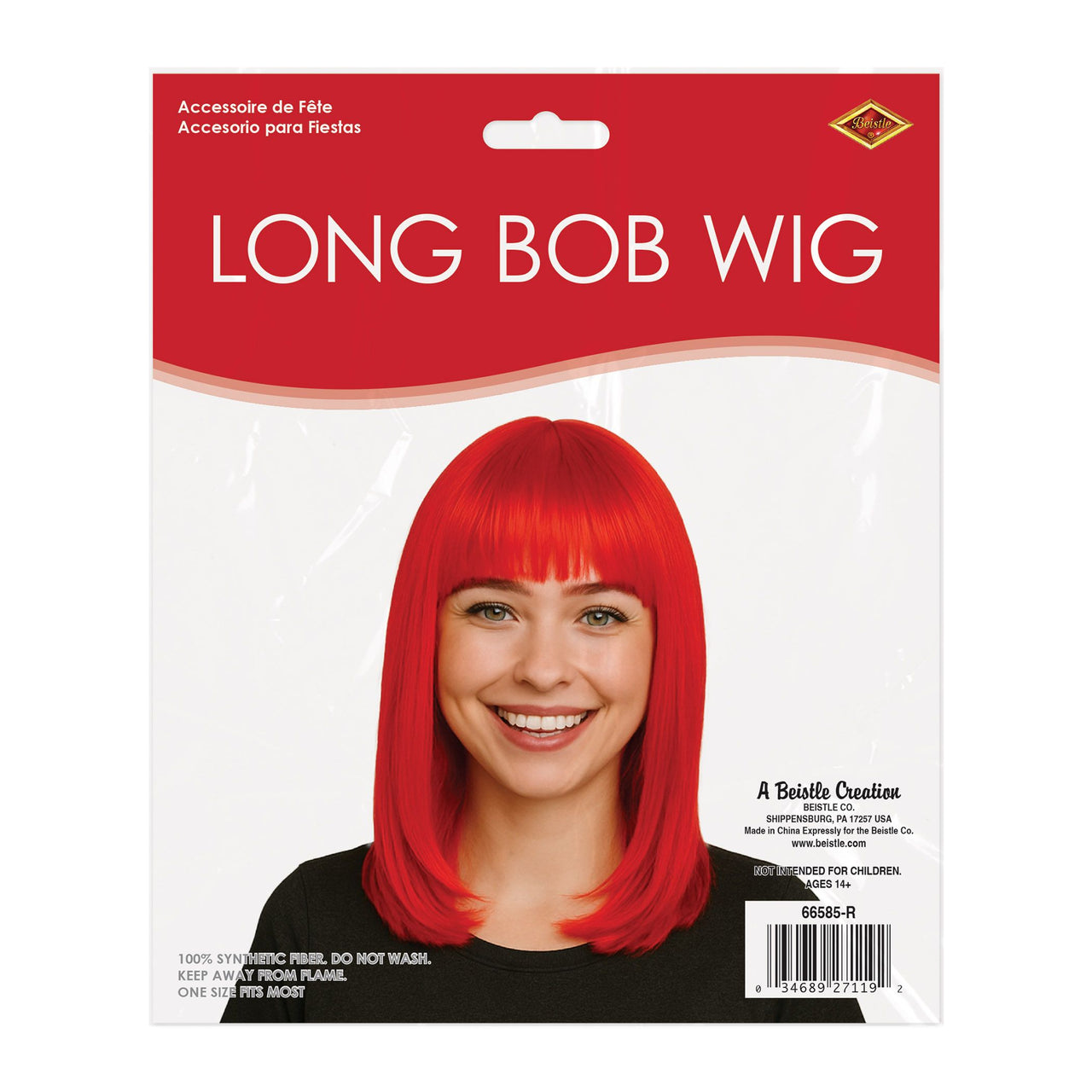 Vibrant Red Long Bob Wig - Spirit & Halloween Fun