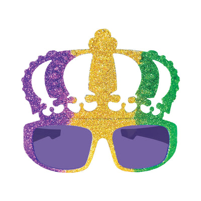 Glitter Mardi Gras Crown Glasses - Festive Costume Accessory