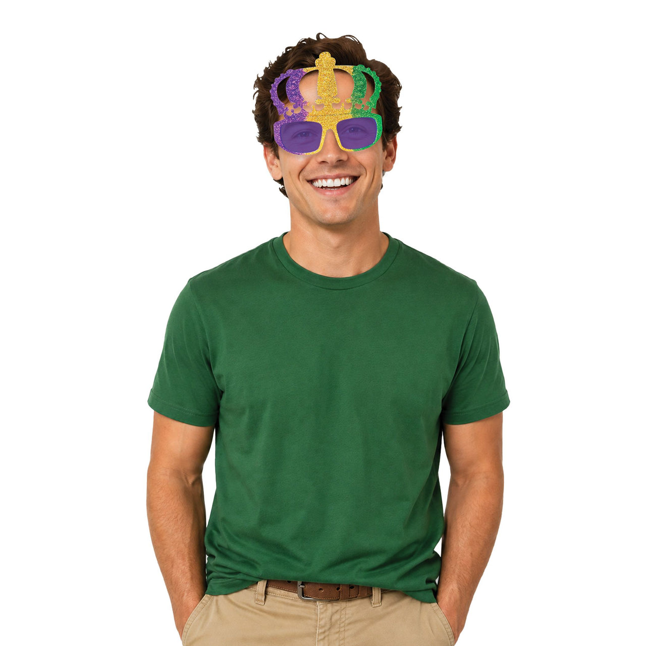 Glitter Mardi Gras Crown Glasses - Festive Costume Accessory - view 2