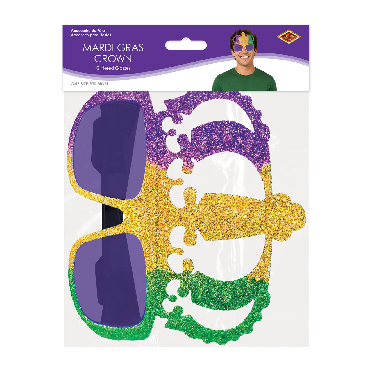 Glitter Mardi Gras Crown Glasses - Festive Costume Accessory - view 3