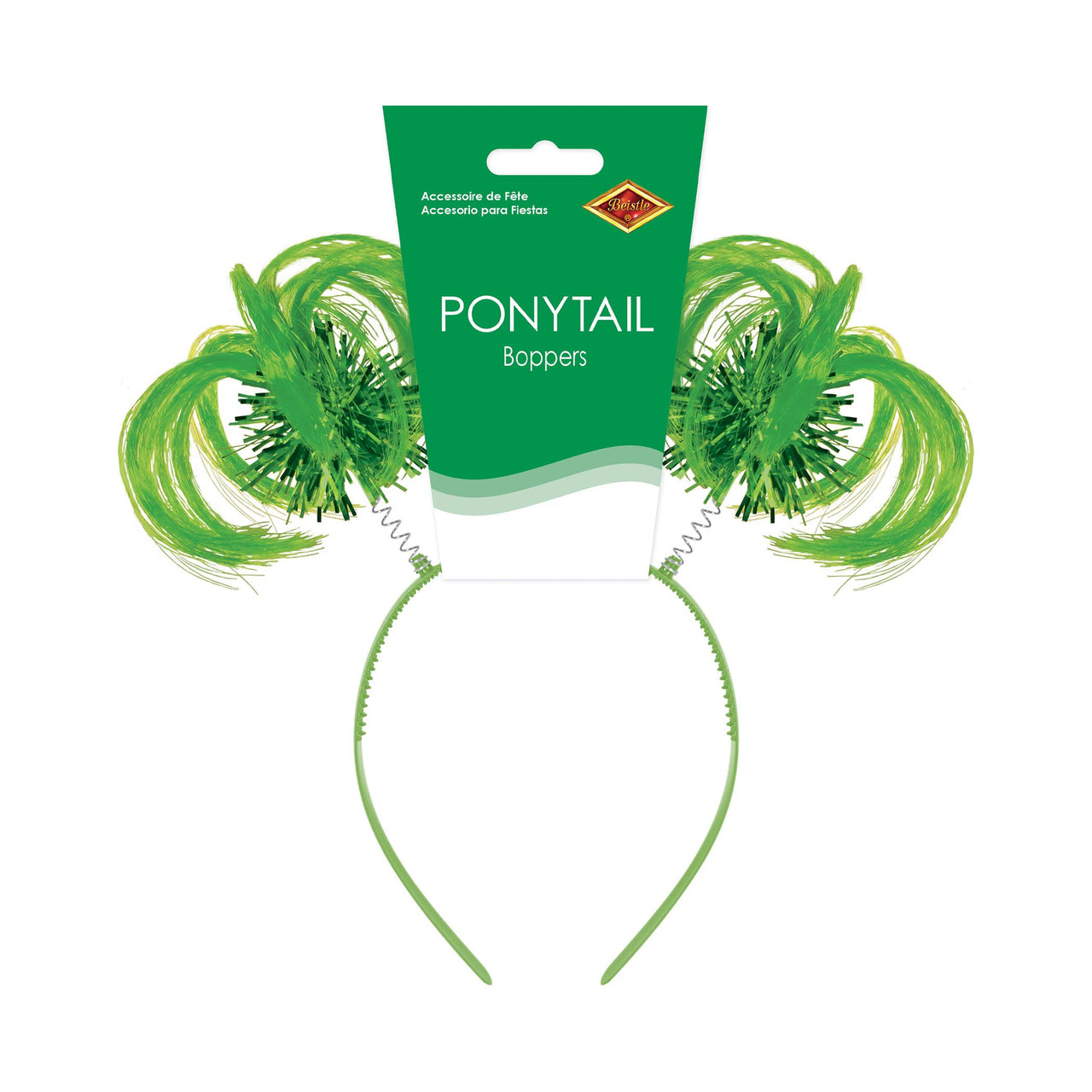 Green Ponytail Boppers Headband - School Spirit & Halloween