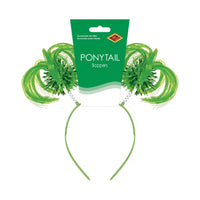 Green Ponytail Boppers Headband - School Spirit & Halloween