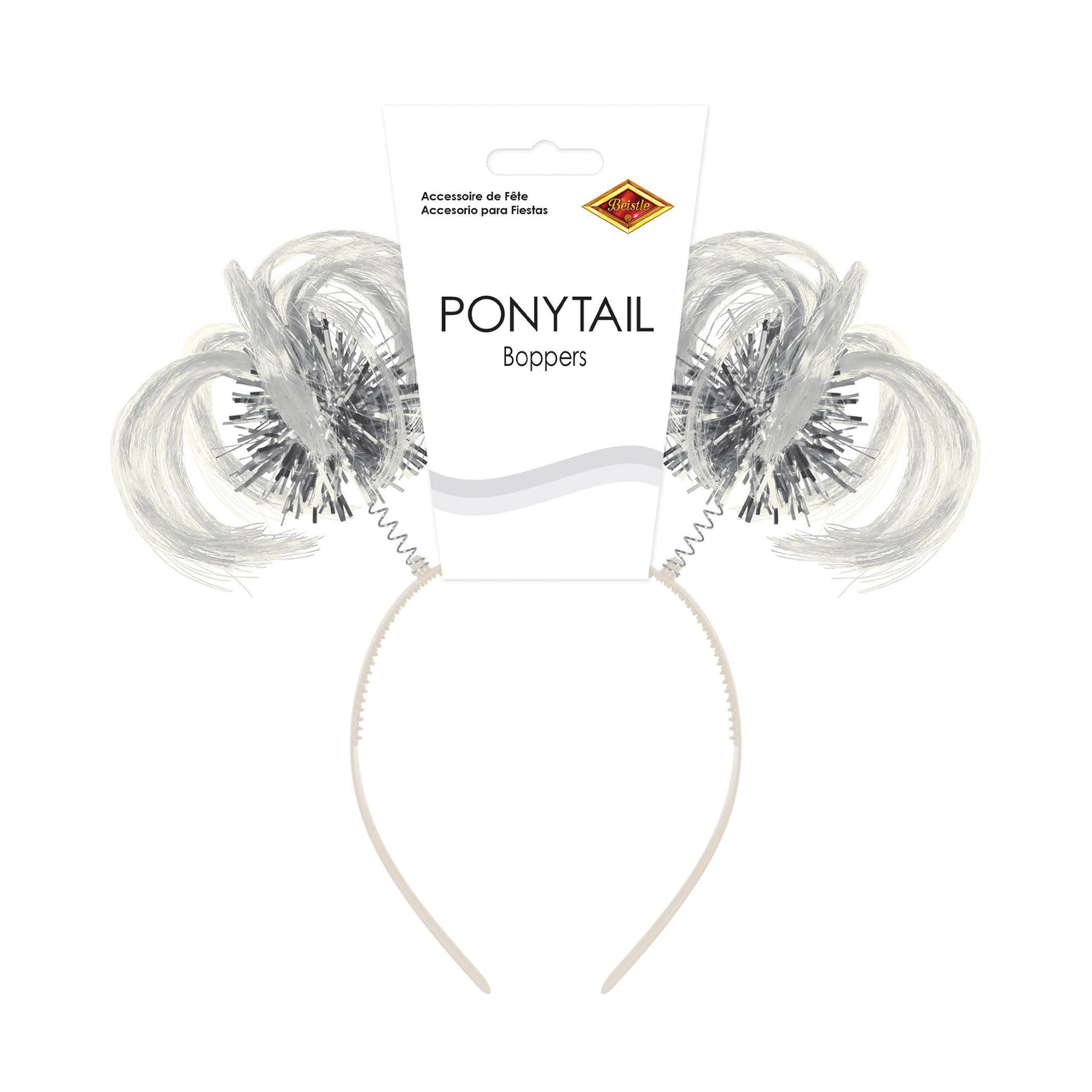 White Ponytail Boppers Headband - Spirit & School Fun
