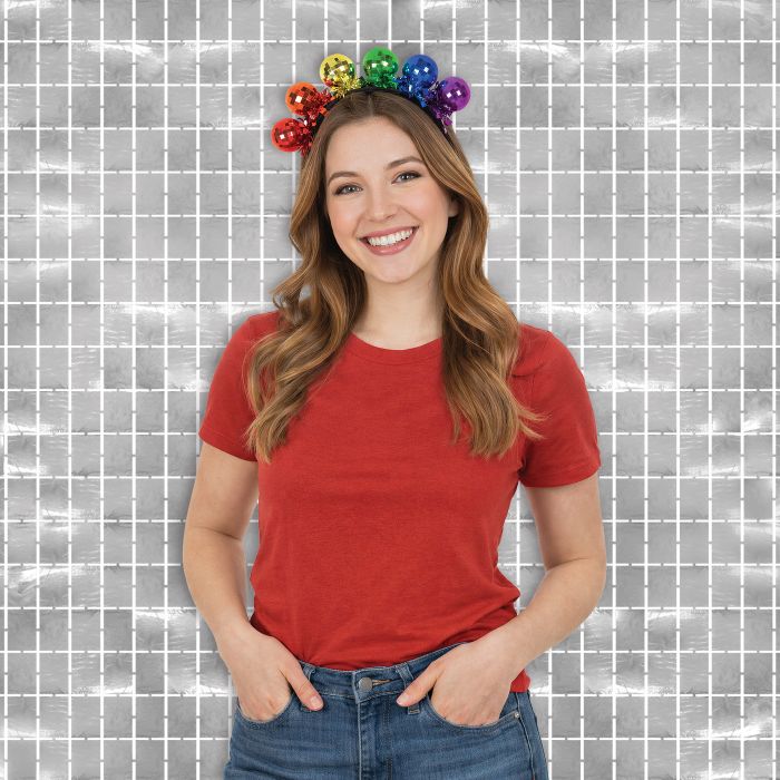 Deluxe Rainbow Disco Ball Headband - Fun Party Accessory