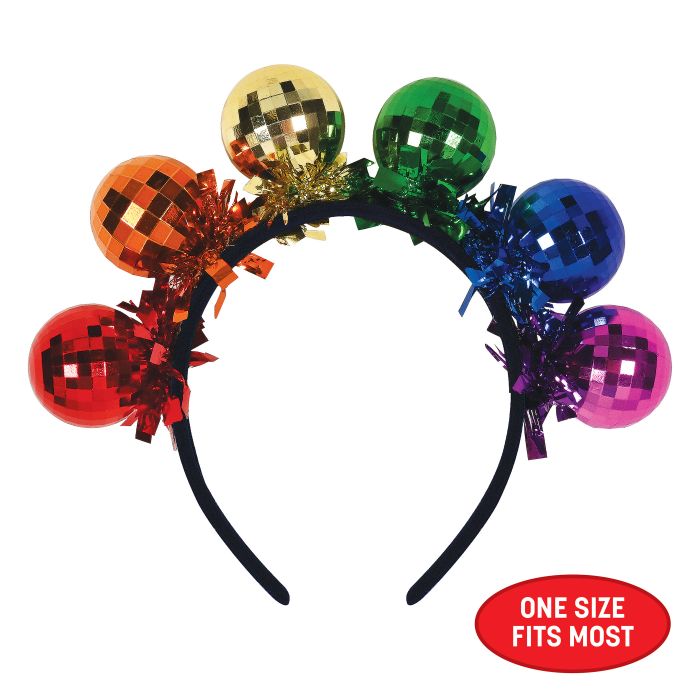 Deluxe Rainbow Disco Ball Headband - Fun Party Accessory