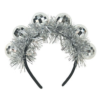 Deluxe Disco Ball Headband - Silver Sparkle Party Accessory