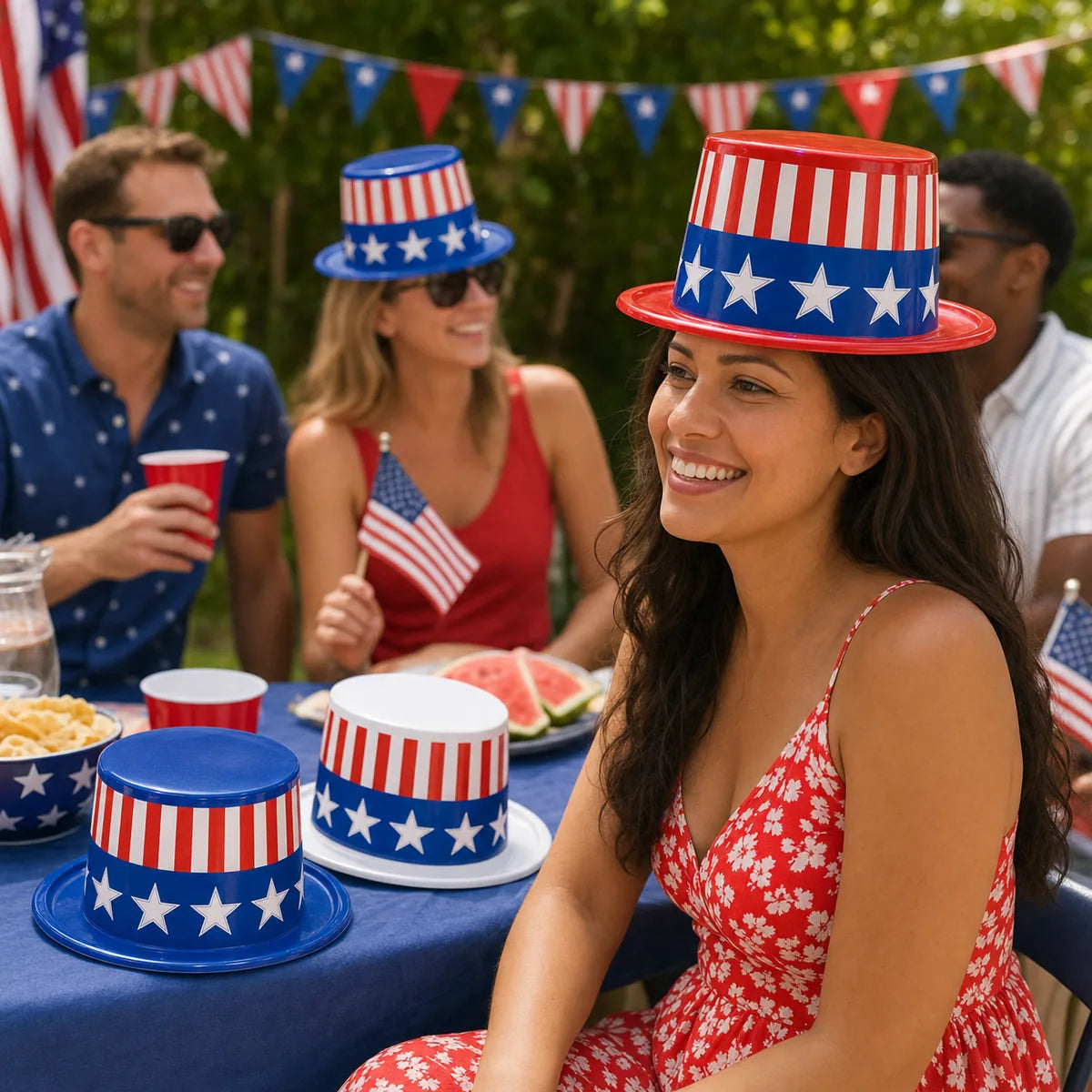 25 Pack Patriotic Toppers assorted red, white, blue