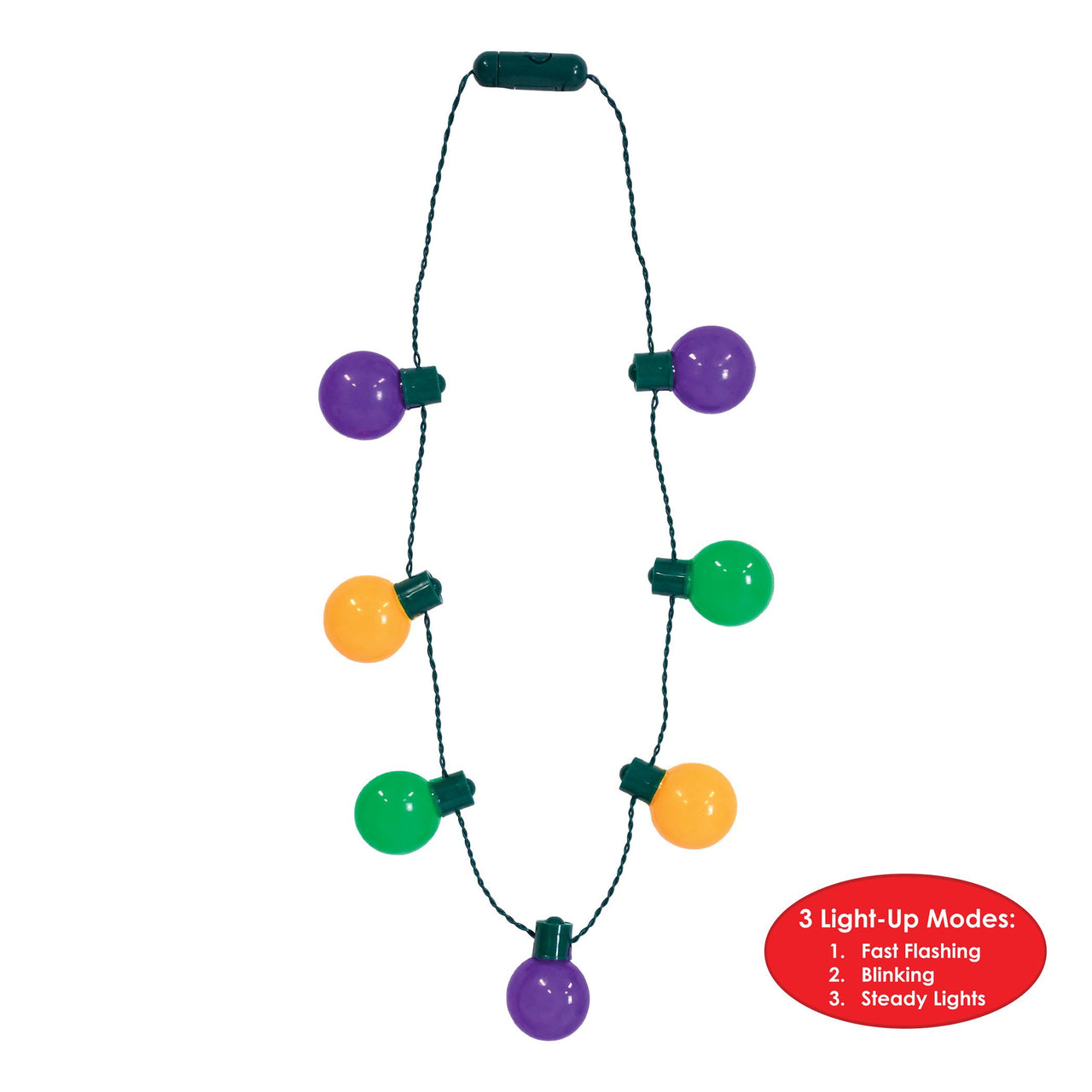 Light-Up Oversized Mardi Gras Necklace - 3 Light Modes