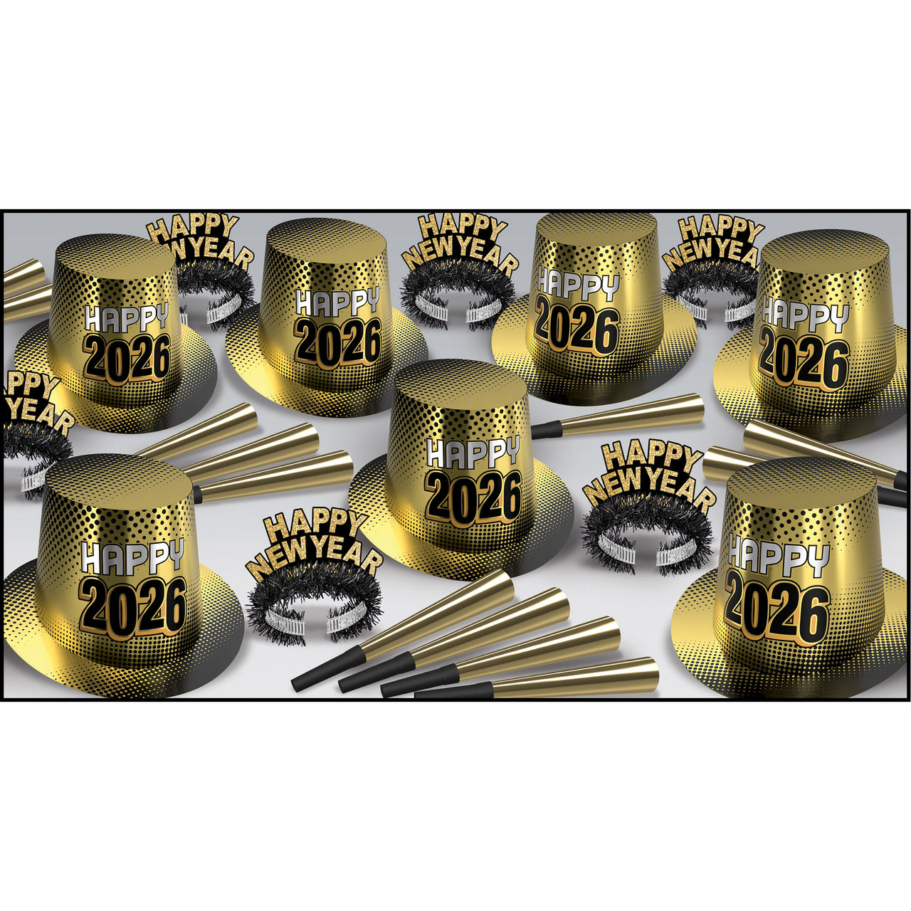 New Year  2026  Gold Party Kit for 50, Party Party Kit, New Years