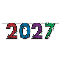 2027 Multi-Color Glitter Streamer - New Year's & Graduation Decor