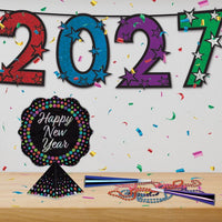 2027 Multi-Color Glitter Streamer - New Year's & Graduation Decor