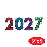 2027 Multi-Color Glitter Streamer - New Year's & Graduation Decor