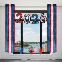 2026 Patriotic Streamer - Red, Silver Blue Glitter