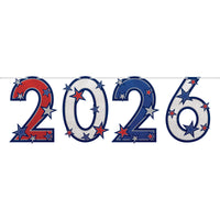 Patriotic Red White Blue Glitter Streamer (15