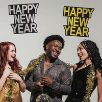 Happy New Year Glitter Cutouts - Black & Gold/Silver (2-Pack)
