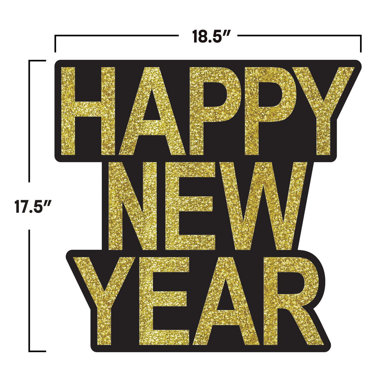Happy New Year Glitter Cutouts - Black & Gold/Silver (2-Pack)