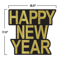 Happy New Year Glitter Cutouts - Black & Gold/Silver (2-Pack)