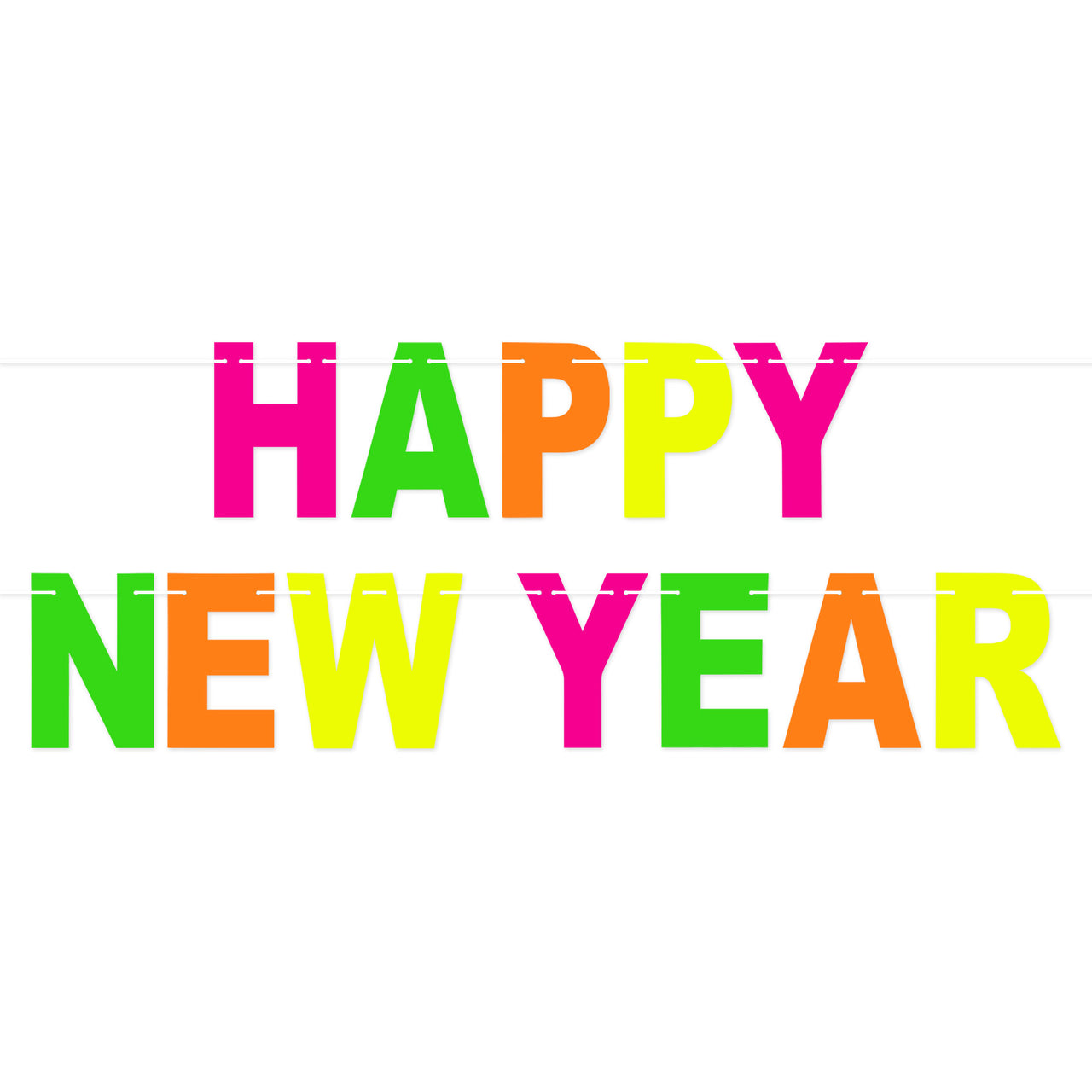 Neon Happy New Year Streamer (1 per package)