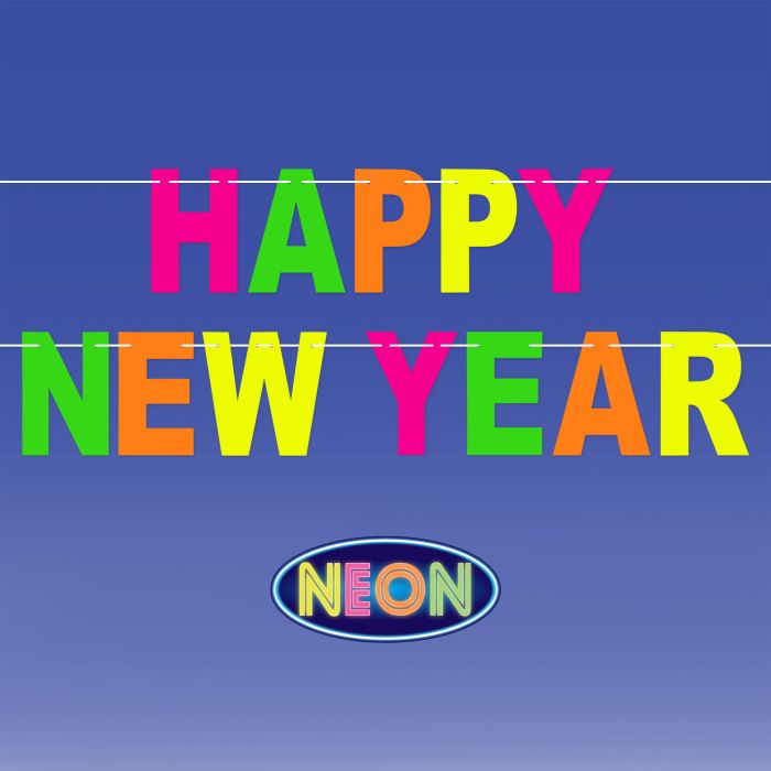 Neon Happy New Year Streamer
