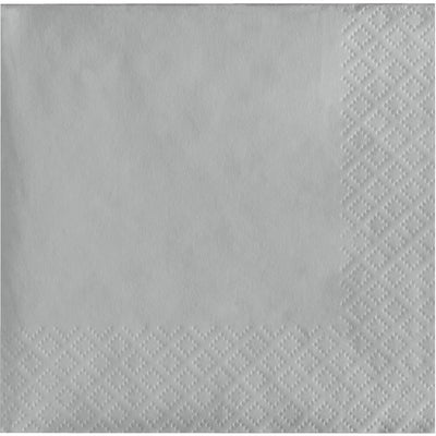 Bulk 600 pc Shimmering Silver 2 ply Beverage Napkins  - Solid Color Party Tableware by Creative Converting