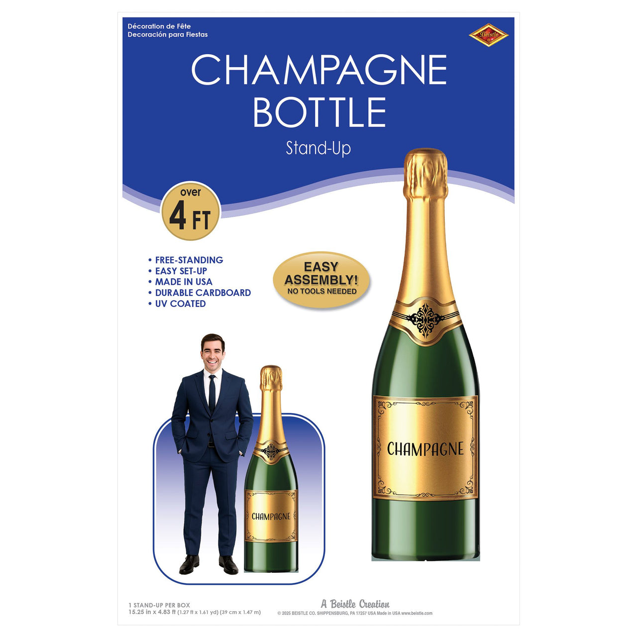 Champagne Bottle Stand-Up Prop - 4ft 10in | New Year's & Awards