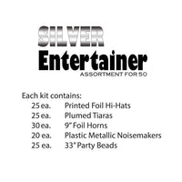 Silver Entertainer New Year's Eve Party Kit for 50 People