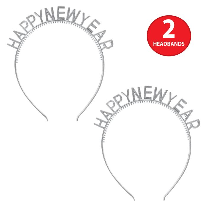 Silver Happy New Year Headbands