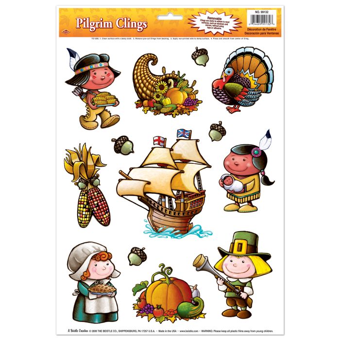 Thanksgiving Pilgrim Window Clings - 13 Pc. Set