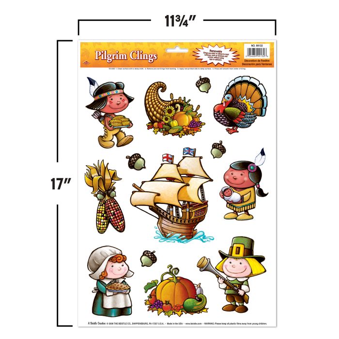 Thanksgiving Pilgrim Window Clings - 13 Pc. Set