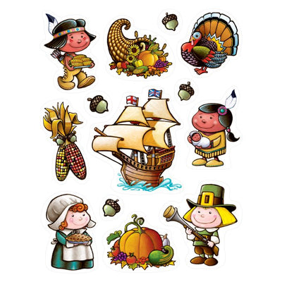 Thanksgiving Pilgrim Window Clings - 13 Pc. Set