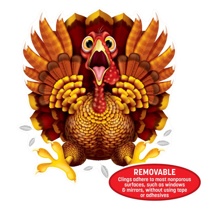 Crazy Turkey Car Cling - Thanksgiving Window Decoration