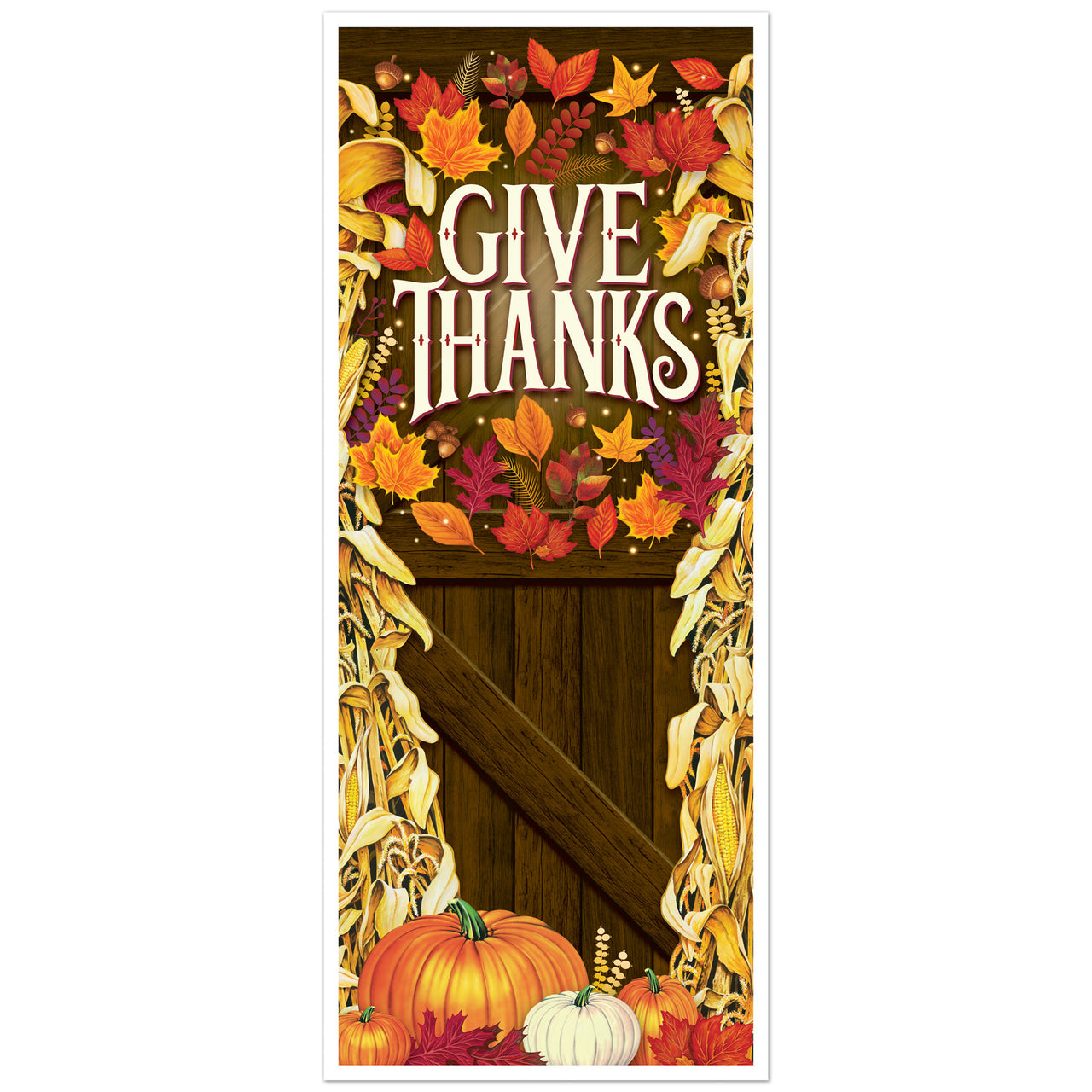 Give Thanks Door Cover, 6' x 30", Hanging Decorations, Thanksgiving/Fall