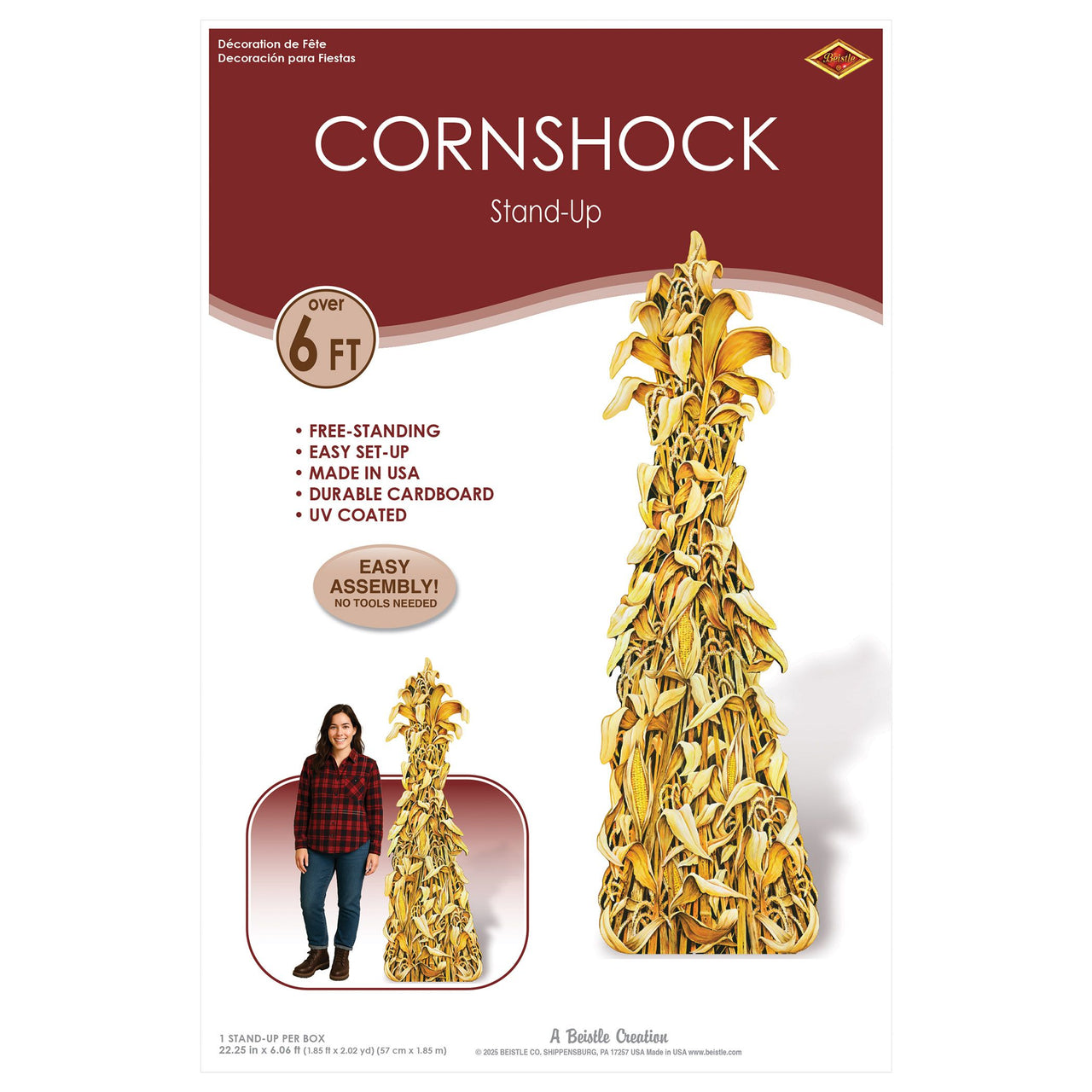 6ft Cornshock Stand-Up Prop - Fall & Farm Decor