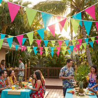 Luau Party Cerise, Lime Green & Turquoise Pennant Banner