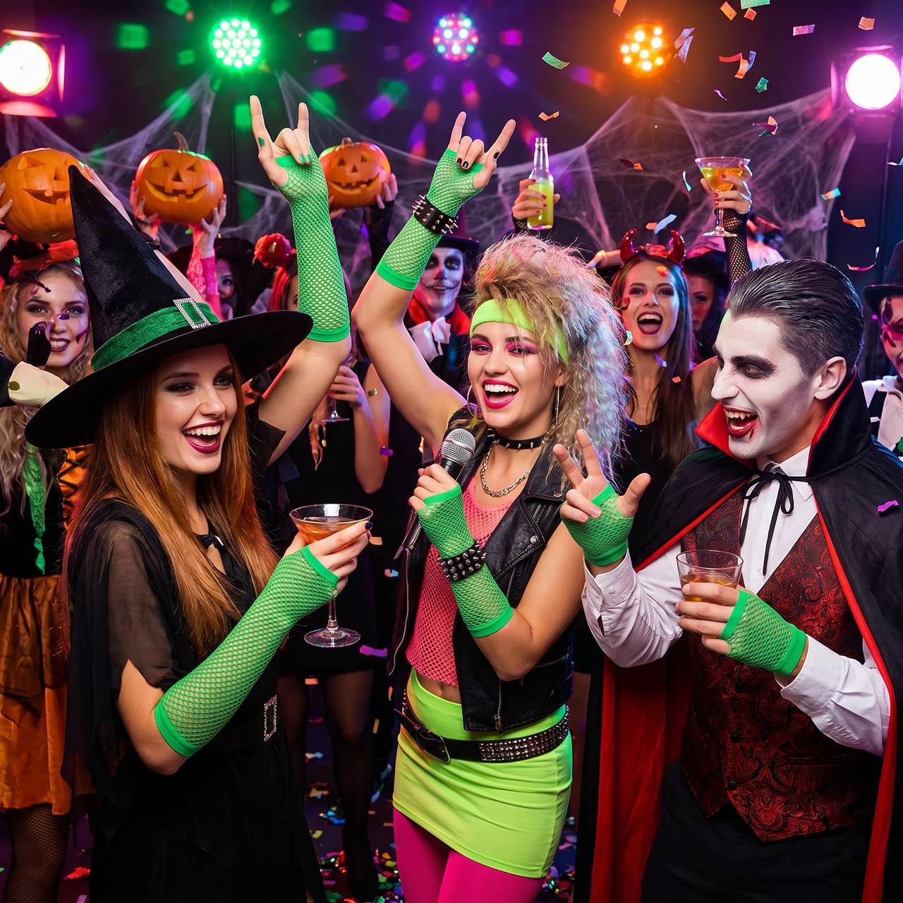 Green Fishnet Gloves - One Size Spirit & School Spirit