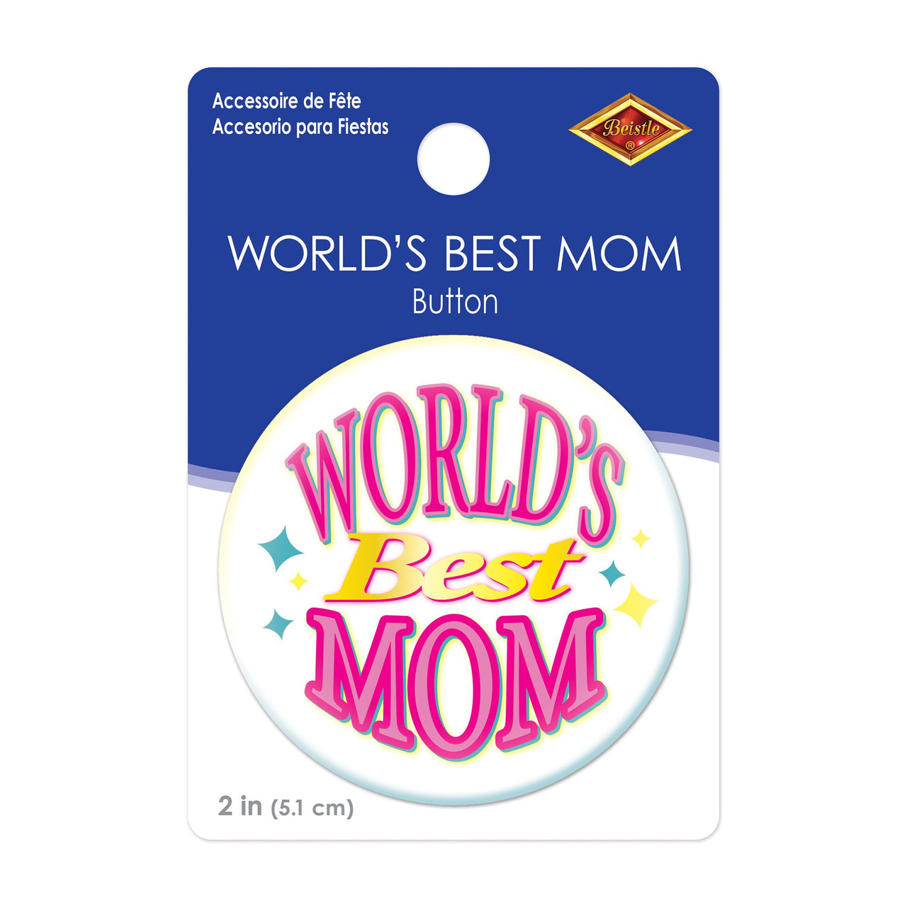 World's Best Mom Button - 2-inch Mother's Day Award