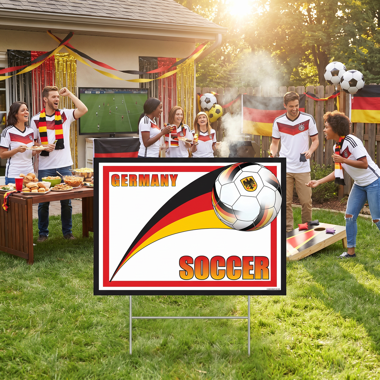 Germany Soccer Yard Sign - All-Weather with Metal H-Stake