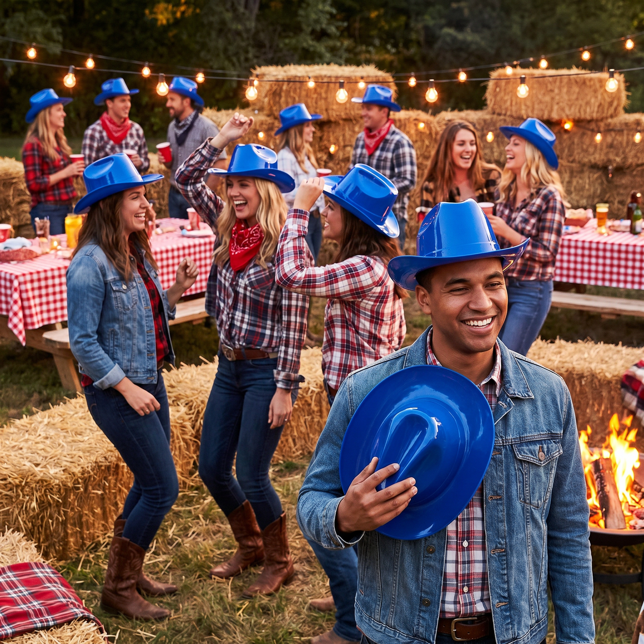 Blue Plastic Cowboy Hat - One Size Fits Most