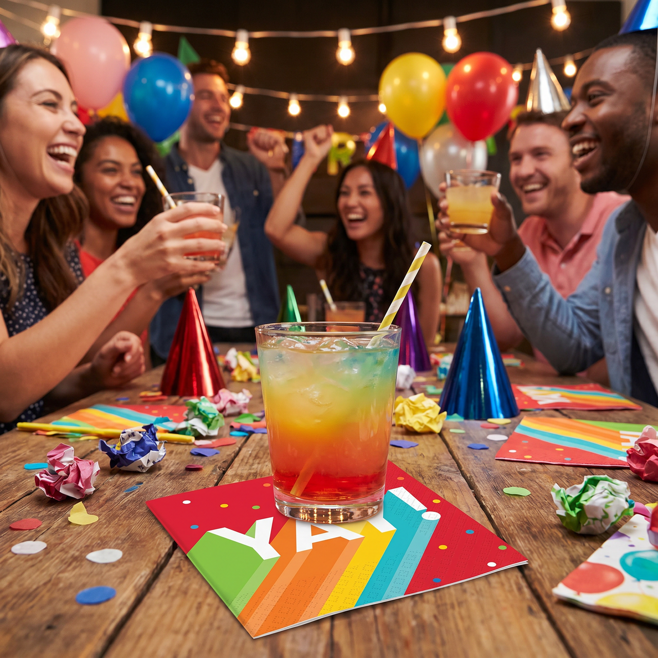 Happy Birthday Bash Paper Beverage Napkins (Case of 192)