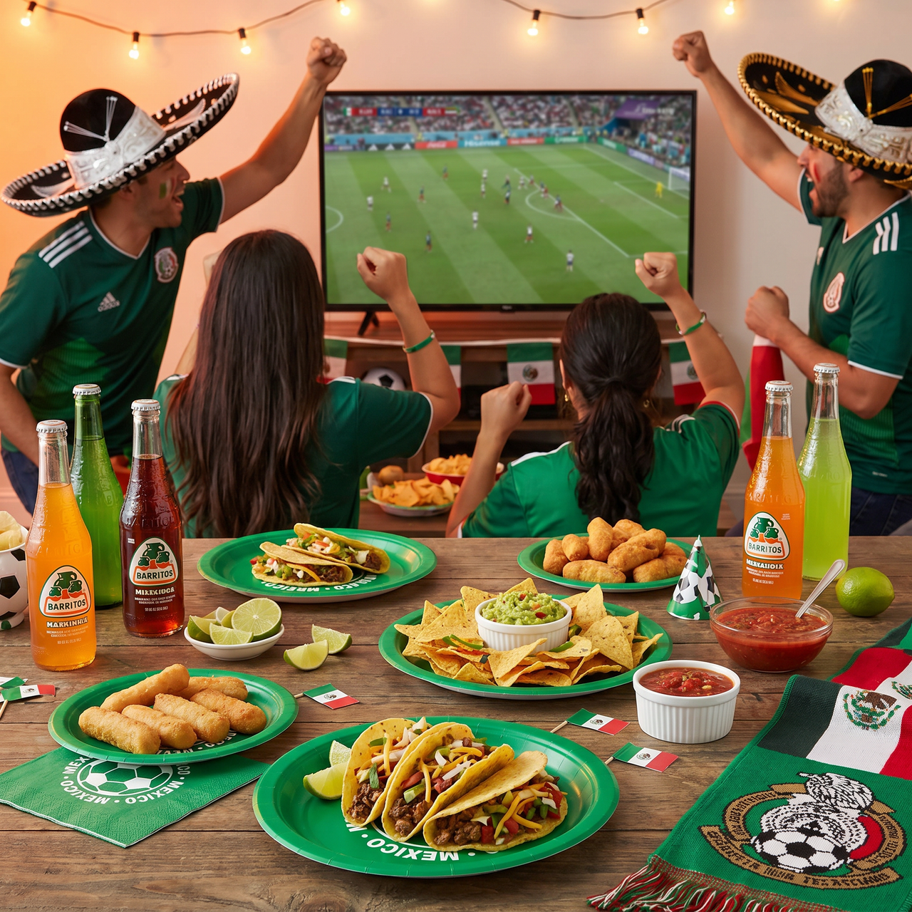 Mexico Soccer Party Plates - 9 Inch Dinner Plates (8 Pack)