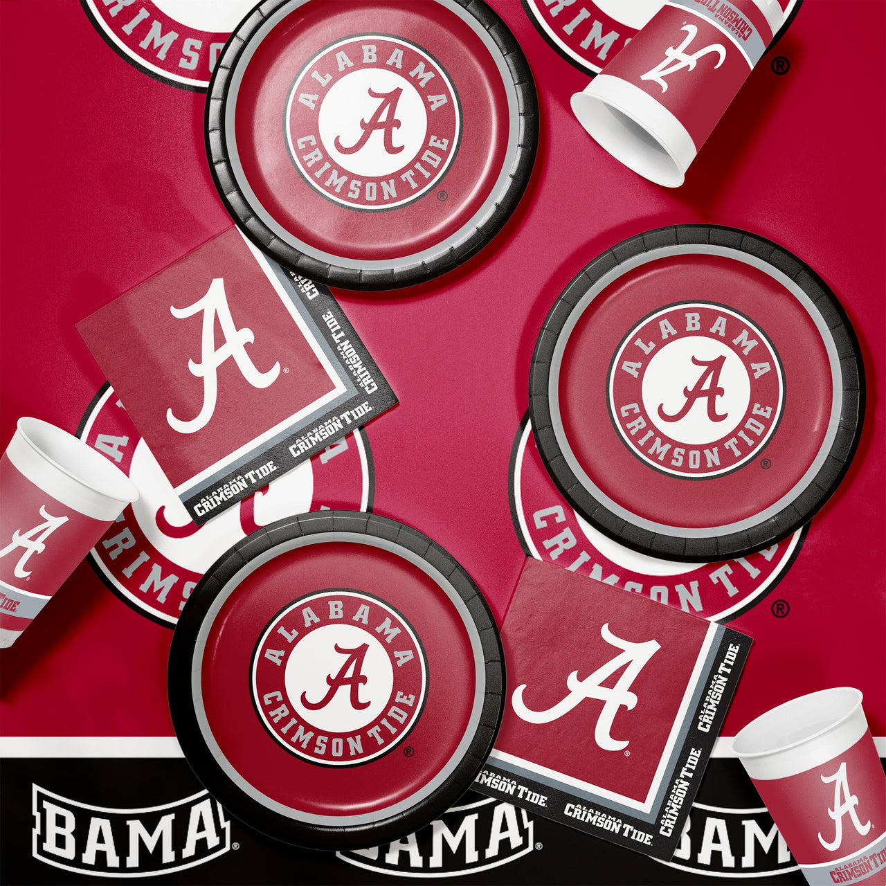 98 Pack University of Alabama Crimson Tide Party Supplies Retail Floor Display - Sports Party Supplies by Creative Converting