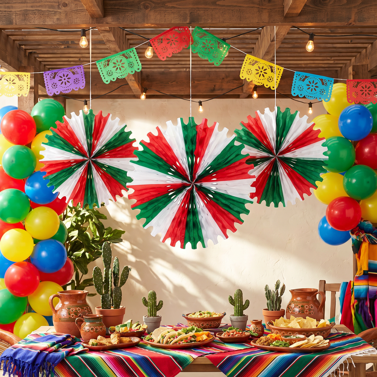 Fiesta Tissue Fan - red - white - green