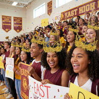 Yellow Plastic Tiara with Combs - Spirit & School Spirit