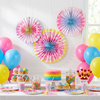 Tie Dye Party Paper Fans (18 per Case)