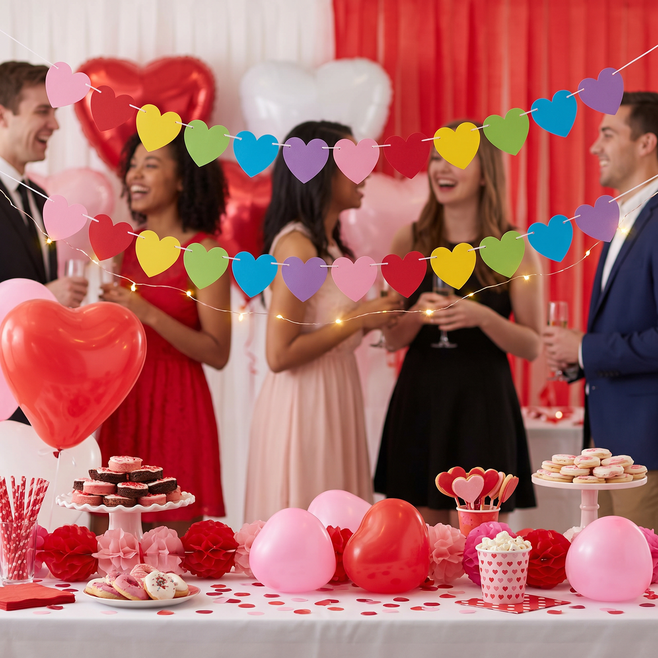 Valentine Hearts Banner with Twine (Case of 12)