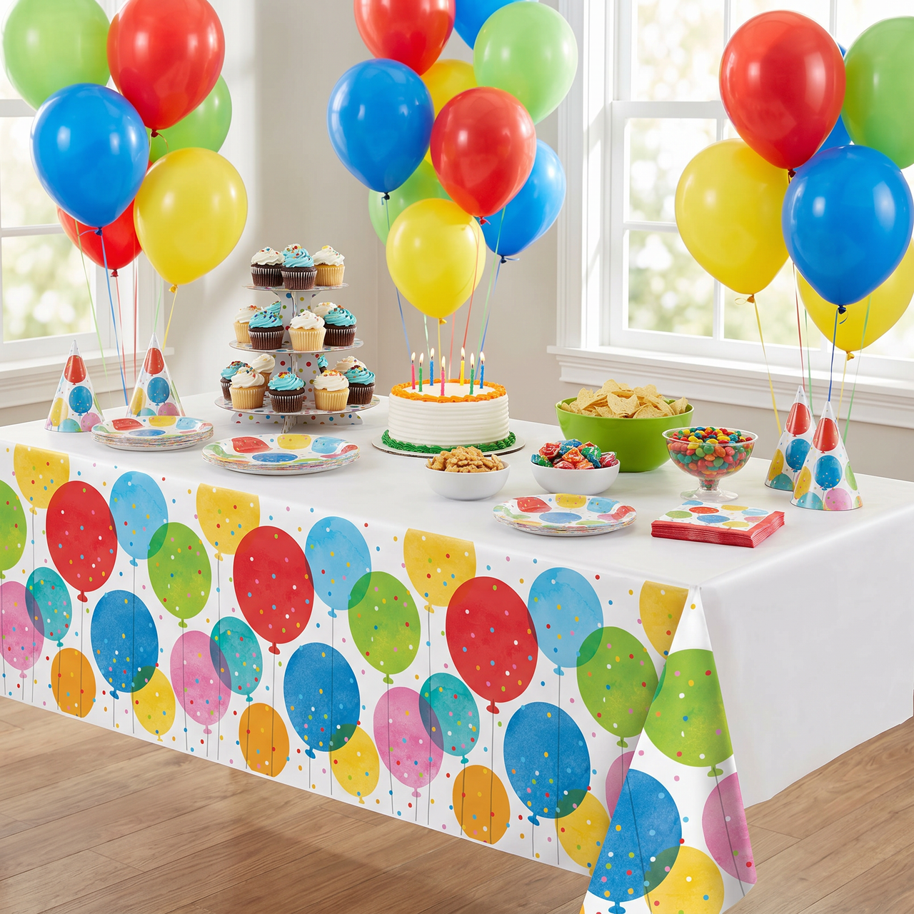 Confetti Balloons Paper Tablecover 54"x 96" (6 per Case)