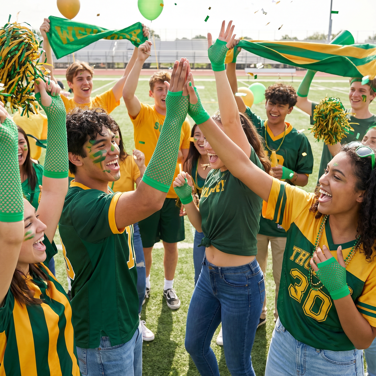 Green Fishnet Gloves - One Size Spirit & School Spirit