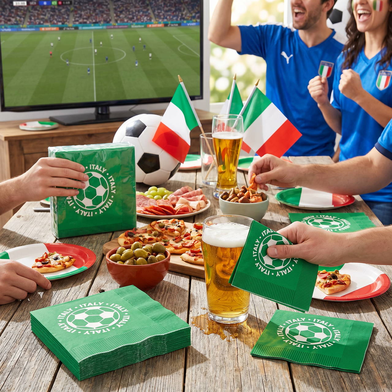 Italy Soccer Luncheon Napkins - 16 Count 2-Ply