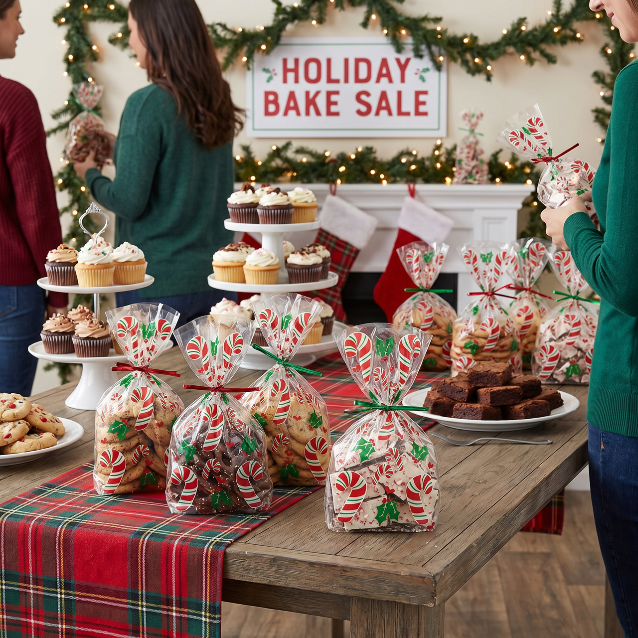 Christmas Candy Cane & Holly Cello Bags